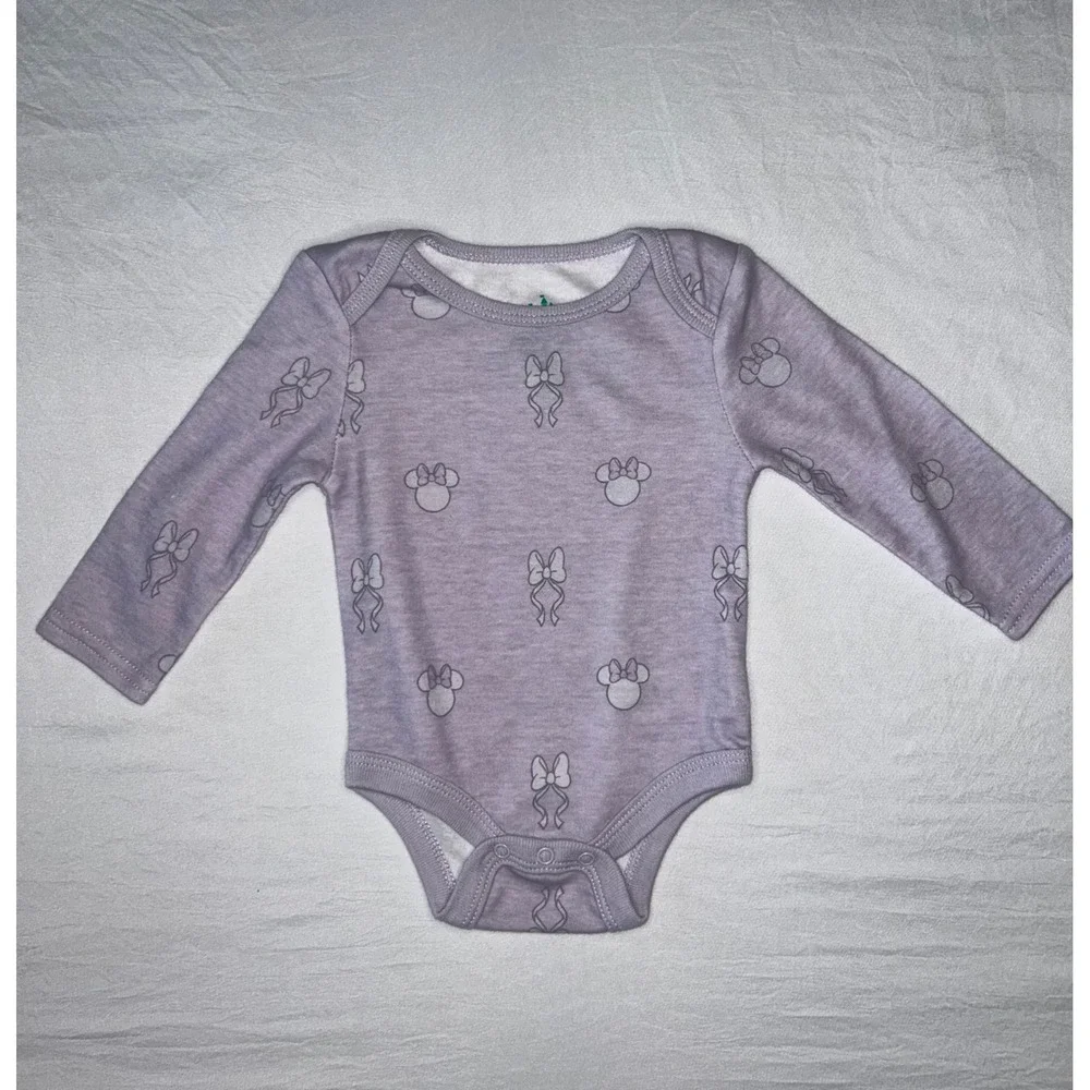 Disney Baby Minnie Mouse‎ Bodysuit Purple Long Sleeve 3/6M